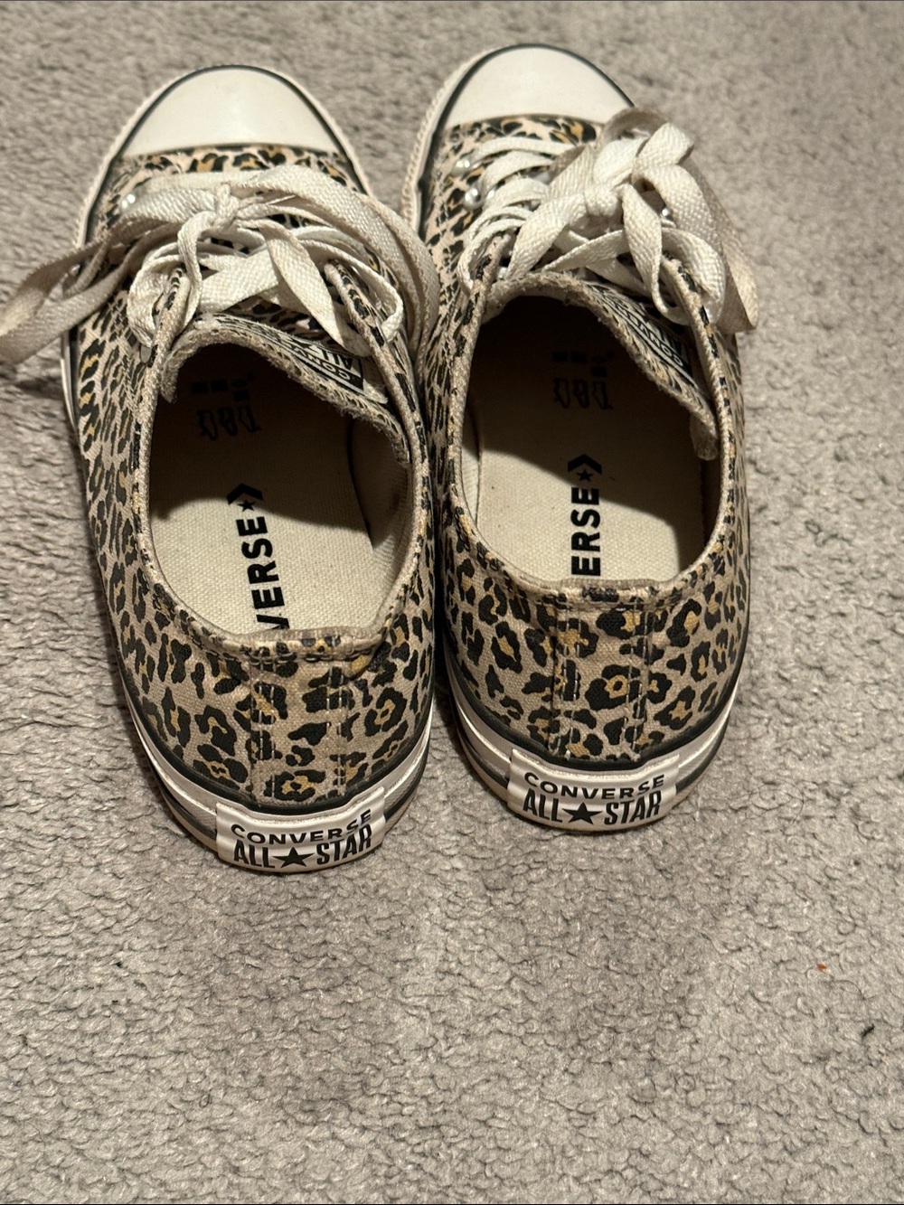 Converse Leopard Print Low Top Sneakers - Cream/Black - Picture 4 of 5